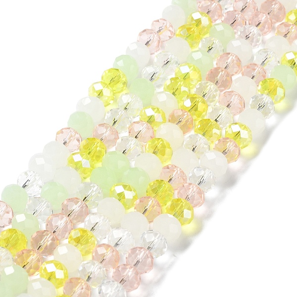 

PandaHall Glass Beads Strands, Faceted, Rondelle, Champagne Yellow, 10x8mm, Hole: 1mm, about 63~65pcs/strand, 19.2~20 inch(48~50cm) Glass...