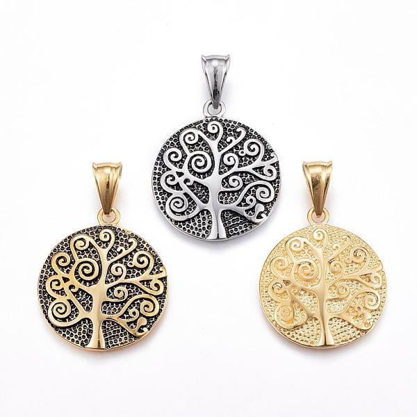 

PandaHall 304 Stainless Steel Pendants, Flat Round with Tree, Mixed Color, 31x26x2.5mm, Hole: 8x4mm 304 Stainless Steel Flat Round..., Multicolor