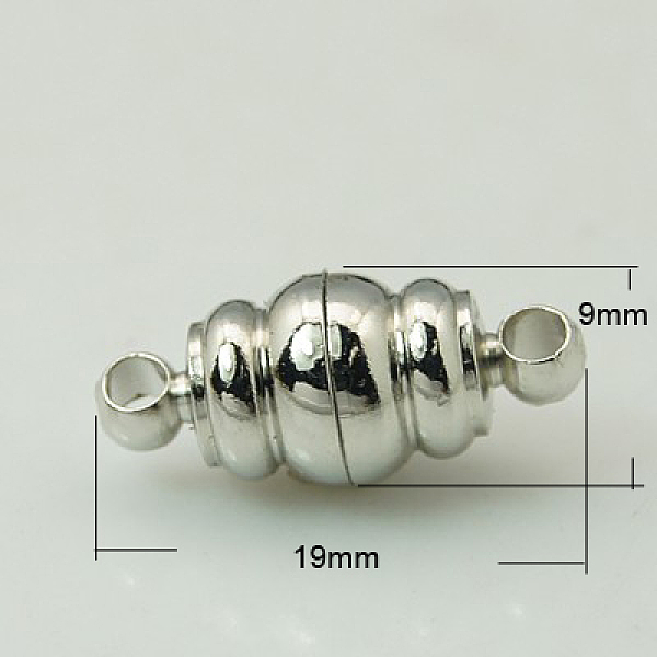 

PandaHall Brass Magnetic Clasps with Loops, Oval, Platinum, 19x9mm, Hole: 1mm Brass Oval