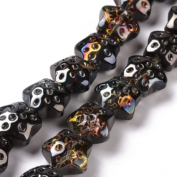 

PandaHall Transparent Electroplate Glass Beads Strands, Rainbow Plated, Star, Black, 15x15x9mm, Hole: 1.2mm, about 45pcs/strand, 23.62 inch...