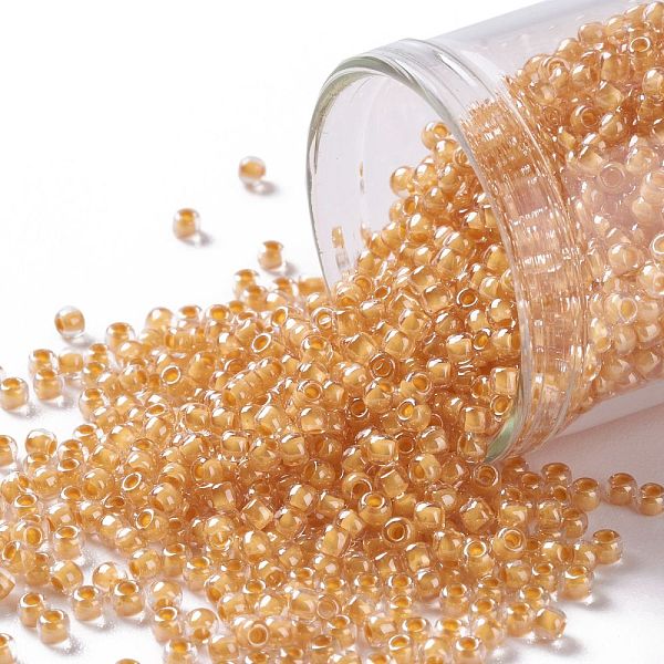 

PandaHall TOHO Round Seed Beads, Japanese Seed Beads, (984) Inside Color Crystal/Papaya Lined, 11/0, 2.2mm, Hole: 0.8mm, about..., Orange