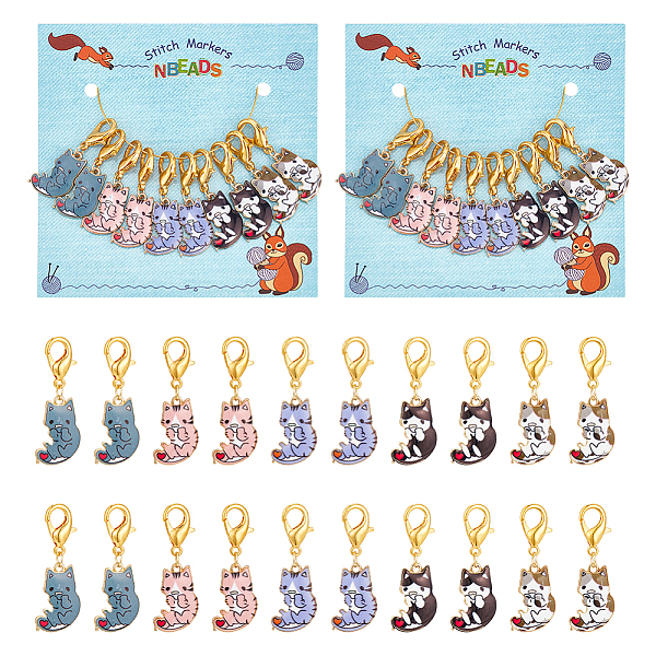 

PandaHall Cat Pendant Stitch Markers, Alloy Enamel Crochet Lobster Clasp Charms, Locking Stitch Marker with Wine Glass Charm Ring, Mixed..., Multicolor