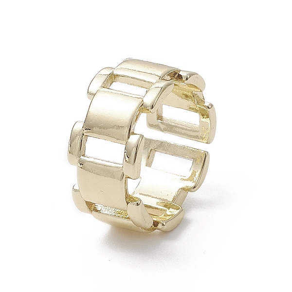 

PandaHall Rack Plating Brass Open Cuff Rings, Hollow Rectangle, Real 18K Gold Plated, US Size 6 1/4(16.7mm) Brass Rectangle