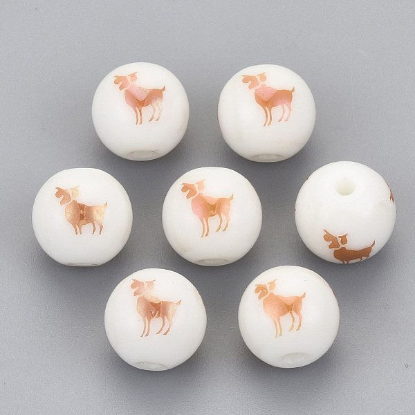 

PandaHall Electroplate Glass Beads, Round with Constellations Pattern, Rose Gold Plated, Aries, 10mm, Hole: 1.2mm Glass Aries