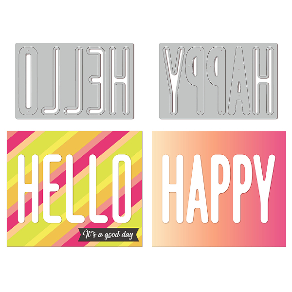 

PandaHall 2Pcs 2 Styles HAPPY & HELLO Carbon Steel Cutting Dies Stencils, for DIY Scrapbooking, Photo Album, Decorative Embossing Paper Card...
