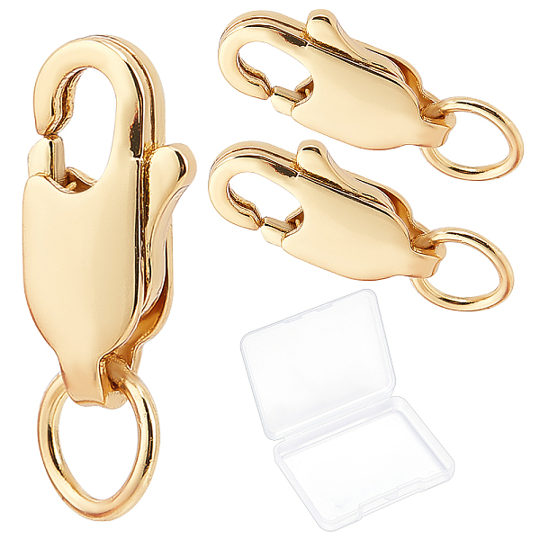 20Pcs Rack Plating Brass Lobster Claw Clasps with Jump Rings