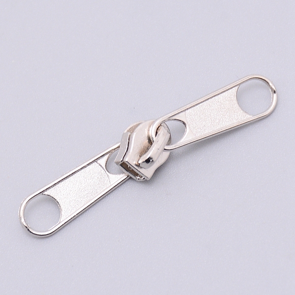 

PandaHall Zinc Alloy Double Head Zipper Sliders, for Replacement Luggage Suitcase Backpack Jacket Bags Coat, Platinum, 27x7x9.5mm Alloy