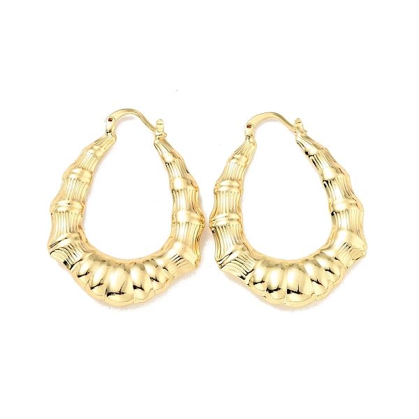 

PandaHall Rack Plating Brass Bamboo Hoop Earrings for Women, Cadmium Free & Lead Free, Real 18K Gold Plated, 43.5x32x5.8mm, Pin: 0.8x1.4mm...