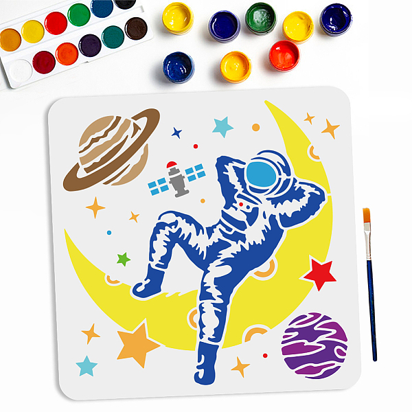 

PandaHall MAYJOYDIY US Astronaut Theme 1Pc PET Hollow Out Drawing Painting Stencils, for DIY Scrapbook, Photo Album, with 1Pc Art Paint...