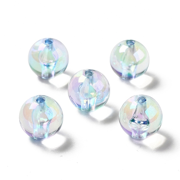 

PandaHall UV Plating Rainbow Iridescent Acrylic Beads, Round, Light Sky Blue, 15~15.5x15.5~16mm, Hole: 2.7mm Acrylic Round