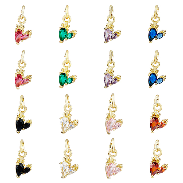 

PandaHall DICOSMETIC 16PCS 8Colors Brass Micro Pave Cubic Zirconia Charms, Real 18K Gold Plated, Cadmium Free & Lead Free, Carrot, Mixed..., Multicolor