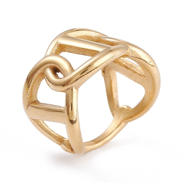

PandaHall Ion Plating(IP) Unisex 304 Stainless Steel Finger Rings, Wide Band Rings, Curb Chain Shape, Golden, Size 7, 2~14.5mm, Inner...