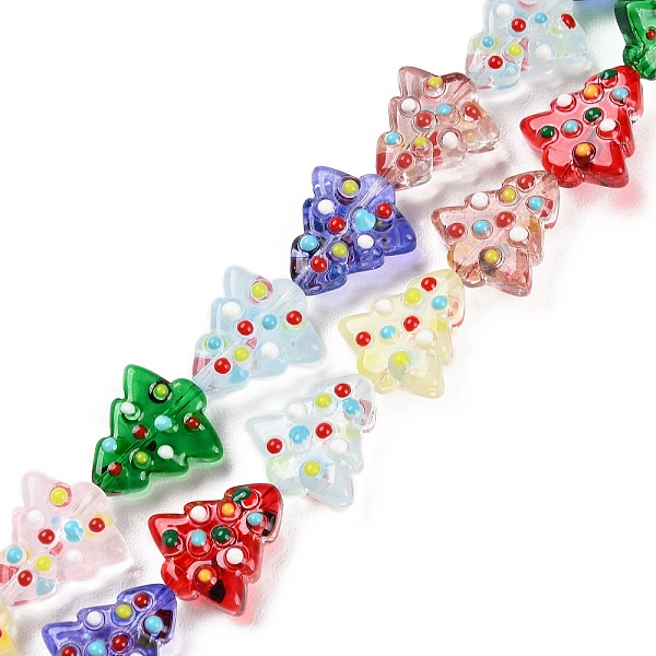 

PandaHall Handmade Bumpy Glass Beads Strands, Dyed & Heated, Dyed & Heated, with Enamel, Christmas Trees, Colorful, 16~16.5x14.5~15x7~7.5mm...