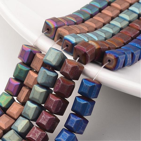 

PandaHall Electroplate Non-magnetic Synthetic Hematite Bead Strands, Frosted, Cube, Mixed Color, 8x8x8mm, Hole: 1mm, about 51pcs/strand...