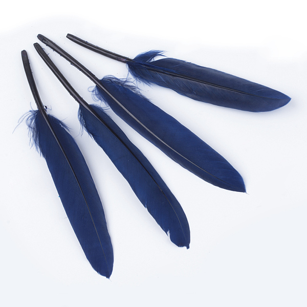 

PandaHall Goose Feather Costume Accessories, Dyed, Midnight Blue, 100~175x13~25mm Feather Feather