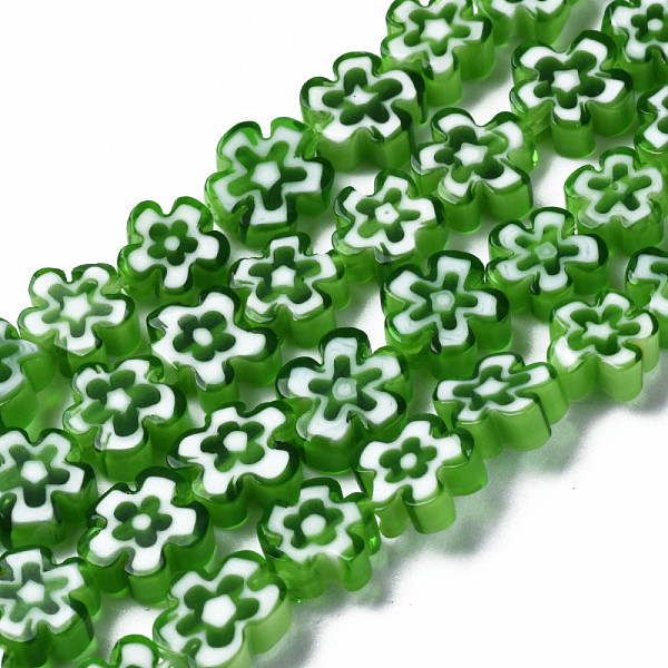 

PandaHall Handmade Millefiori Glass Bead Strands, Flower, Lime Green, 5.5~8x2.5mm, Hole: 1mm, about 64~67pcs/strand, 15.75 inch~16.34 inch...