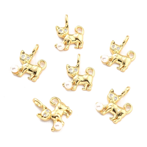 

PandaHall Rack Plating Brass Micro Pave Clear Cubic Zirconia Pendants, with white Acrylic Beads, Long-Lasting Plated, Cadmium Free & Nickel...