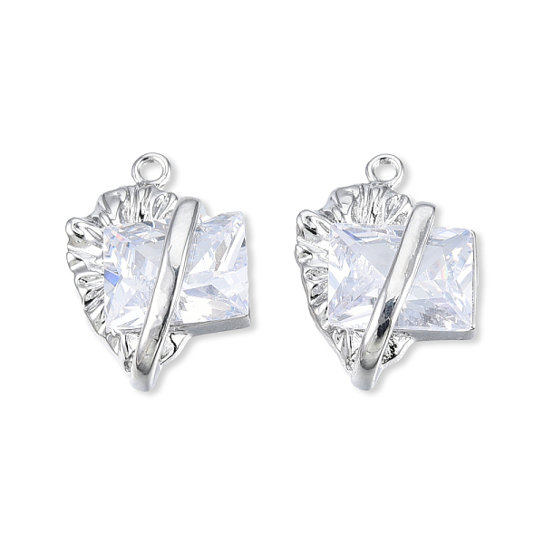 

PandaHall Brass Pave Clear Cubic Zirconia Pendants, Cadmium Free & Nickel Free & Lead Free, Heart with Rectangle, Platinum, 18.5x13x5.5mm...
