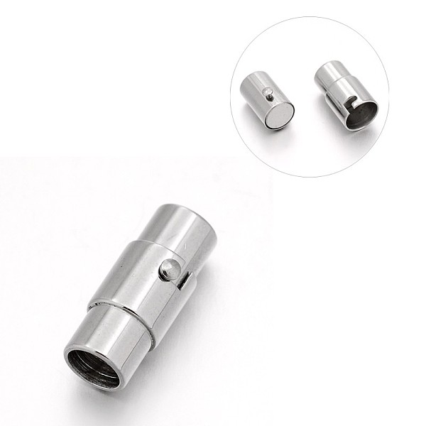 

PandaHall 304 Stainless Steel Column Locking Tube Magnetic Clasps, Stainless Steel Color, 18x7.5mm, Hole: 5mm 304 Stainless Steel Column