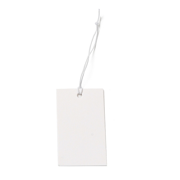 

PandaHall Paper Price Tags, with Elastic Cord, Rectangle, WhiteSmoke, 10.5~10.8cm, Rectangle: 50x30x0.3mm Paper Rectangle White