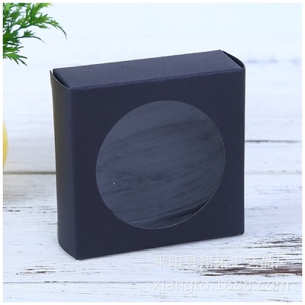 

PandaHall Foldable Kraft Paper Boxes, with Clear Window Paper Boxes, Square, Black, 8x8x3cm Paper Square Black