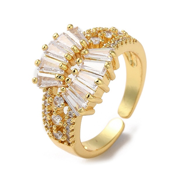 

PandaHall Rack Plating Brass Cubic Zirconia Open Cuff Rings, Eye, Cadmium Free & Lead Free, Real 18K Gold Plated, Inner Diameter: 18mm..., Clear