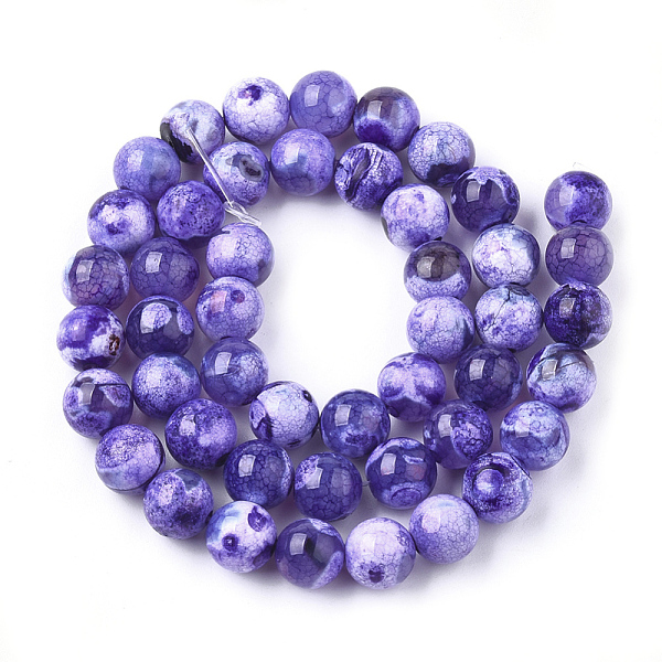 

PandaHall Natural Fire Crackle Agate Beads Strands, Dyed, Round, Indigo, 8mm, Hole: 1mm, about 46~48pcs/strand, 14.56 inch~15.15 inch Fire..., Purple