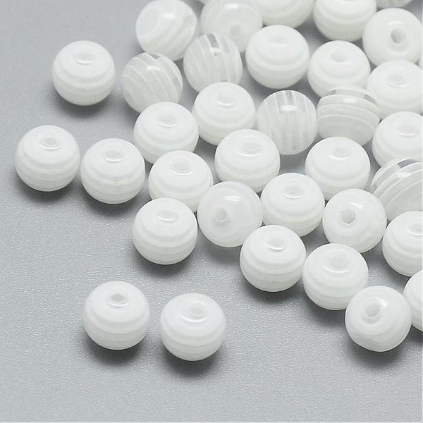 

PandaHall Transparent Stripe Resin Beads, Round, White, 8mm, Hole: 1.6~2mm Resin Round White