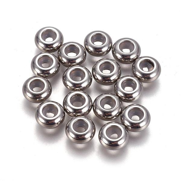 

PandaHall 304 Stainless Steel Beads, with Rubber Inside, Slider Beads, Stopper Beads, Rondelle, Stainless Steel Color, 8x4mm, Hole: 3.5mm...