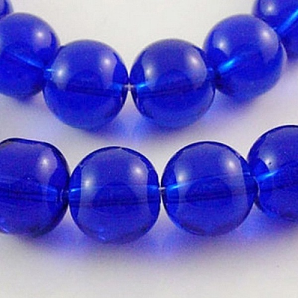 

PandaHall Blue Glass Round Beads Strands, about 10mm in diameter, hole: 1mm, about 30pcs/strand, 12 inch Glass Round Blue