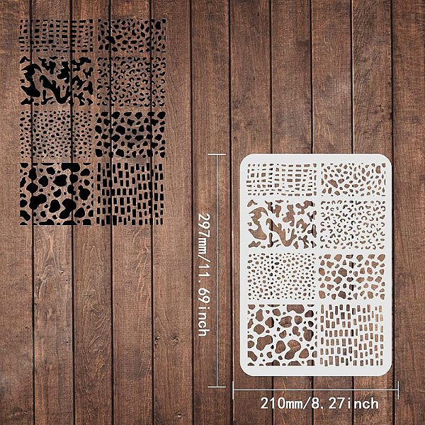 

PandaHall FINGERINSPIRE Animal Print Stencils Template 8.3x11.7inch Plastic Leopard Alligator Scale Drawing Painting Stencils Rectangle...