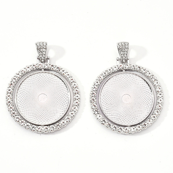 

PandaHall Alloy Pendant Cabochon Settings, with Crystal Rhinestone, Cadmium Free & Lead Free, Double-sided Tray, Flat Round, Platinum, Tray..., Clear