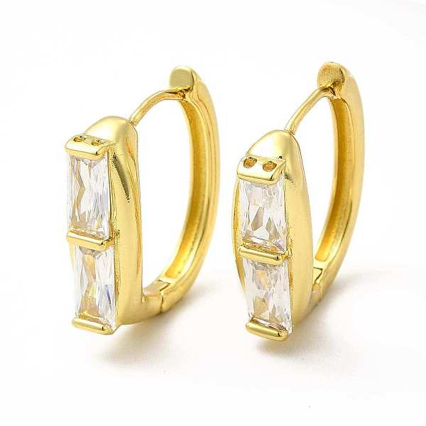 

PandaHall Clear Cubic Zirconia Rectangle Hoop Earrings, Rack Plating Brass Jewelry for Women, Lead Free & Cadmium Free, Real 18K Gold Plated...