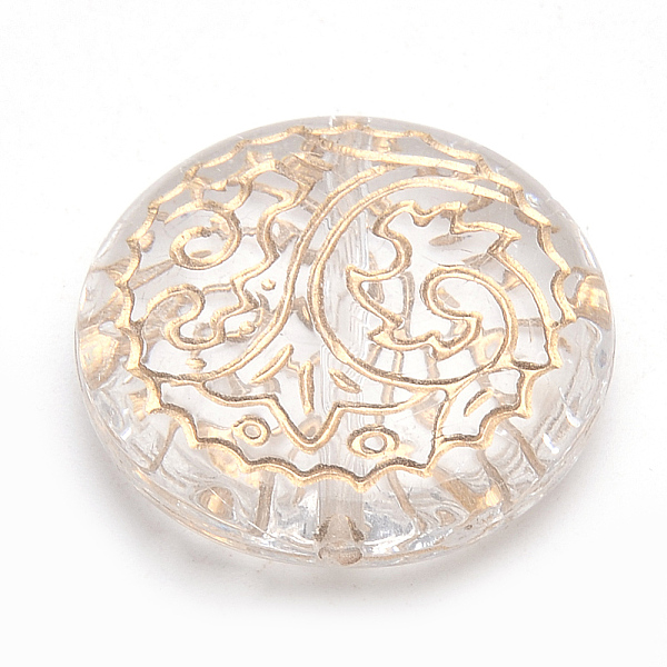 

PandaHall Plating Acrylic Beads, Metal Enlaced, Flat Round, Clear, 25x8mm, Hole: 1.5mm Acrylic Flat Round Clear