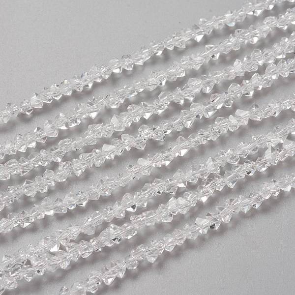 

PandaHall Transparent Solid Color Glass Beads Strands, Faceted, Polygon, Clear, 2.5x2.5x2.5mm, Hole: 0.7mm, about 150pcs/strand, 13.39''...