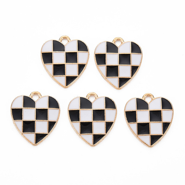 

PandaHall Alloy Enamel Pendants, Cadmium Free & Lead Free, Light Gold, Heart with Grid, Black, 17.5x15.5x1.5mm, Hole: 1.8mm Alloy+Enamel...