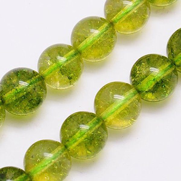 

PandaHall Natural Crackle Quartz Beads Strands, Dyed, Round, Yellow Green, 10mm, Hole: 1mm Crackle Quartz Round Green