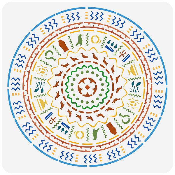

PandaHall FINGERINSPIRE Egyptian Hieroglyph Stencil 11.8x11.8inch Reusable Buddhist Mandala Stencil DIY Craft Tribal Pattern Drawing...