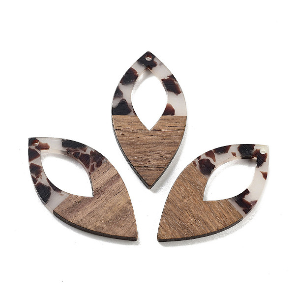 

PandaHall Walnut Wood with Resin Pendant, Oval, Coconut Brown, 47.5x24x3.5mm, Hole: 2mm Wood Oval