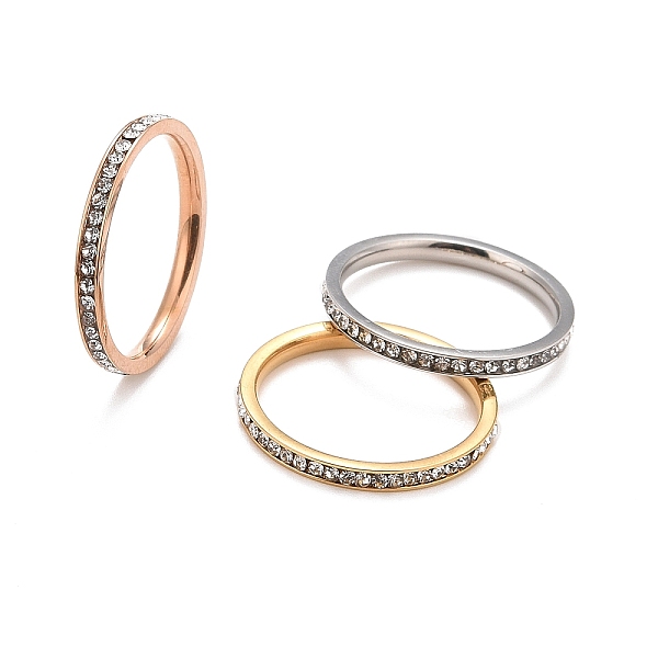 

PandaHall 304 Stainless Steel Rhinestone Rings Set, Mixed Color, US Size 7(17.3mm), 3pcs/set 304 Stainless Steel Clear