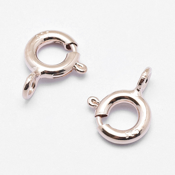 

PandaHall 925 Sterling Silver Spring Ring Clasps, Electroplate, Rose Gold, 9x6x1.5mm, Hole: 3mm Sterling Silver