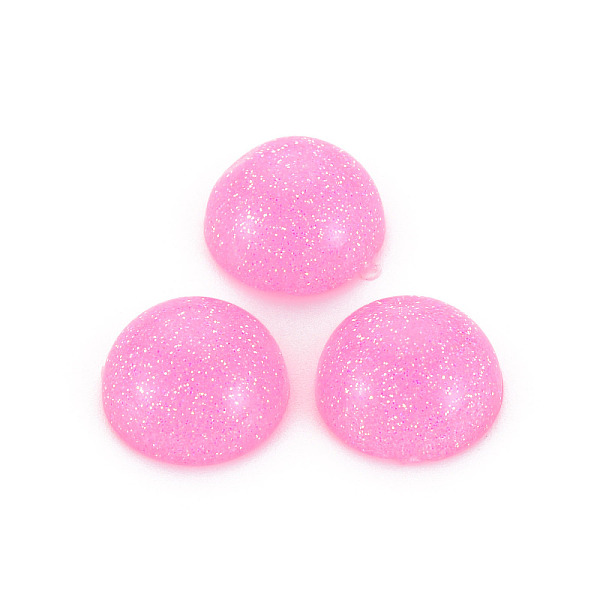 

PandaHall Transparent Acrylic Cabochons, with Glitter Powder, Half Round, Pearl Pink, 14x7mm Acrylic Half Round
