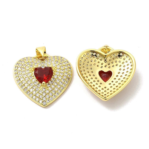 

PandaHall Brass Micro Pave Clear Cubic Zirconia Pendants, with Glass, Heart Charms, Golden, Red, 22x22x6mm, Hole: 5x3.5mm Brass+Cubic...