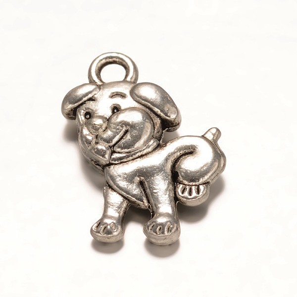 

PandaHall Tibetan Style Alloy Puppy Pendants, Dog Charms, Cadmium Free & Lead Free, Antique Silver, 17x11x3mm, Hole: 1mm Alloy Dog