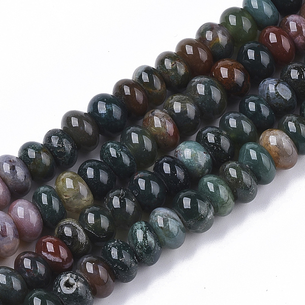 

PandaHall Natural Indian Agate Beads Strands, Rondelle, 8x5~6mm, Hole: 0.8mm, about 77~80pcs/strand, 15.35~15.74 inch(39~40cm) Indian Agate...
