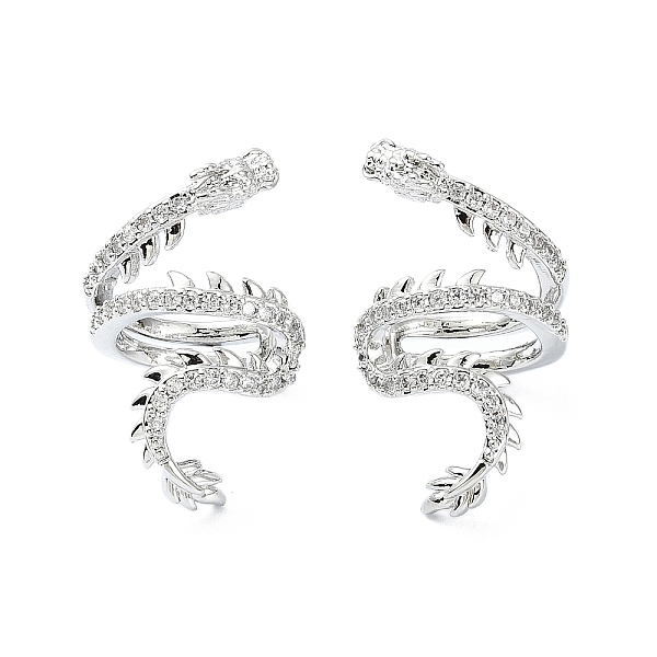

PandaHall Rack Plating Brass Micro Pave Cubic Zirconia Cuff Earring, Cadmium Free & Lead Free, Long-Lasting Plated, Dragon, Platinum..., Clear