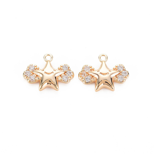 

PandaHall Brass Micro Pave Cubic Zirconia Charms, Real 18K Gold Plated, Nickel Free, Star, Clear, 12x15x3mm, Hole: 1.4mm Brass+Cubic...
