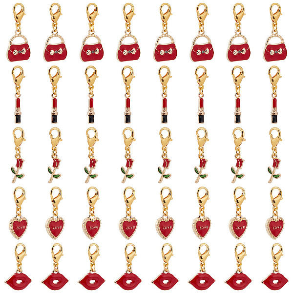 

PandaHall SUNNYCLUE Valentine's Day Theme Alloy Enamel Pendant Decoration, Clip-on Charms, with Zinc Alloy Lobster Claw Clasps..., Multicolor