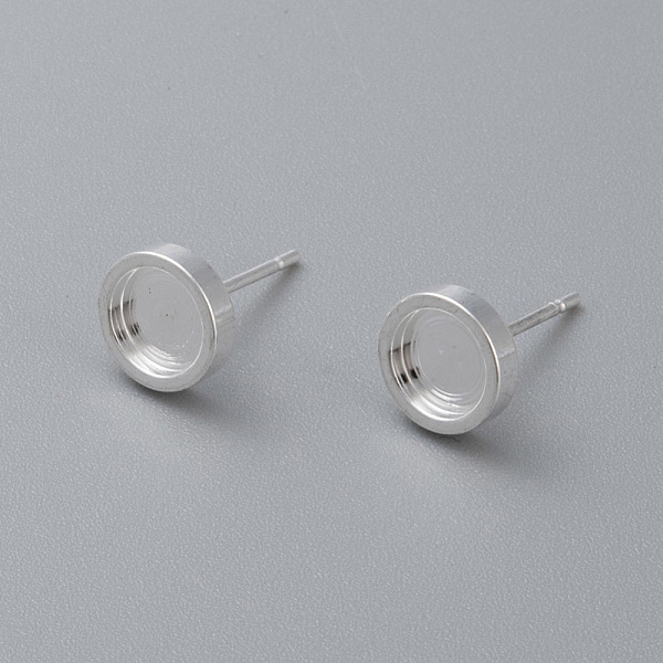 

PandaHall 304 Stainless Steel Stud Earring Findings, Flat Round, Silver, Tray: 6mm, 13x8x2mm, Pin: 0.8mm. 304 Stainless Steel Flat Round