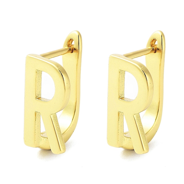 

PandaHall Brass Letter Stud Earrings for Women, Lead Free & Cadmium Free, Real 18K Gold Plated, Letter R, 15.5x7mm Brass Letter R